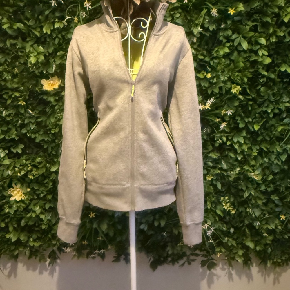 Nike Gray Zip-Up Hoodie with Neon Trim